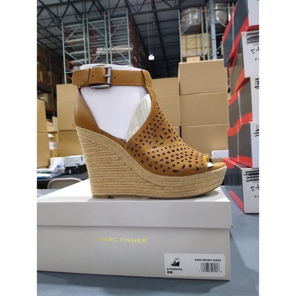 Marc Fisher Shoes - Marc Fisher Women's Hasina Wedge Sandals Dark Brown 8 M